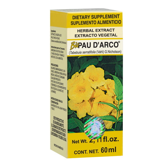 Extracto vegetal BIOPAU D'ARCO ® palo de arco caja frasco gotero 60ml