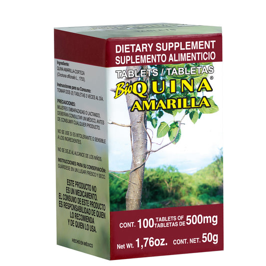 Tabletas BIOQUINA ® quina amarilla caja frasco 100