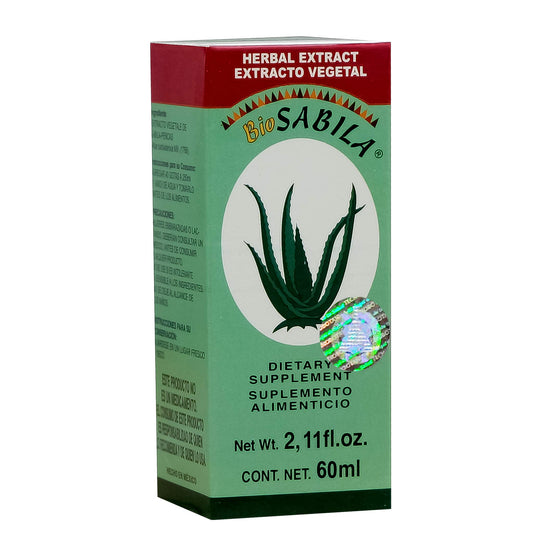 Extracto vegetal BIOSABILA ® pencas de sábila caja frasco gotero 60ml