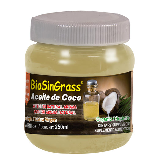 Aceite extra virgen BIOSINGRASS ® comestible coco aroma natural frasco 250ml