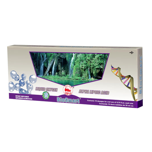 Ampolletas ingeribles BIOSMART ® oxígeno líquido y ácido alfa-lipoico 10 frascos de 20ml