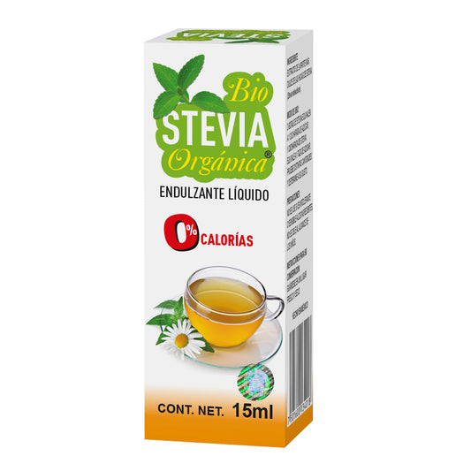Endulzante líquido BIO STEVIA ORGÁNICA ® extracto de hojas de stevia caja frasco 15ml