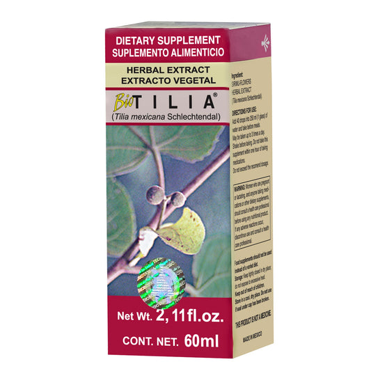 Extracto vegetal BIOTILIA ® flor de tila de bolita caja frasco gotero 60ml