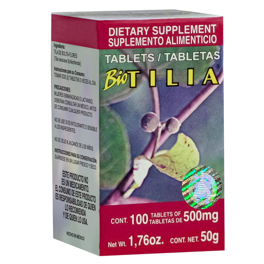 Tabletas BIOTILIA ® flor de tila de bolita caja frasco 100