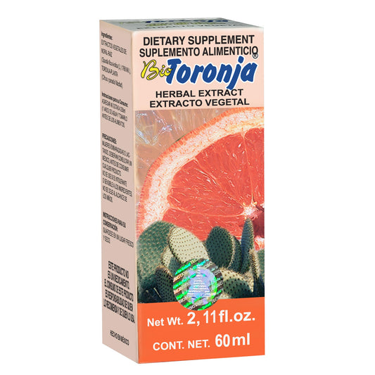 Extracto vegetal BIOTORONJA ® toronja con raíz de nopal caja frasco gotero 60ml