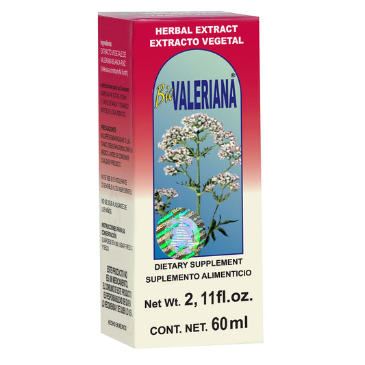 Extracto vegetal BIOVALERIANA ® raíz de valeriana blanca caja frasco gotero 60ml