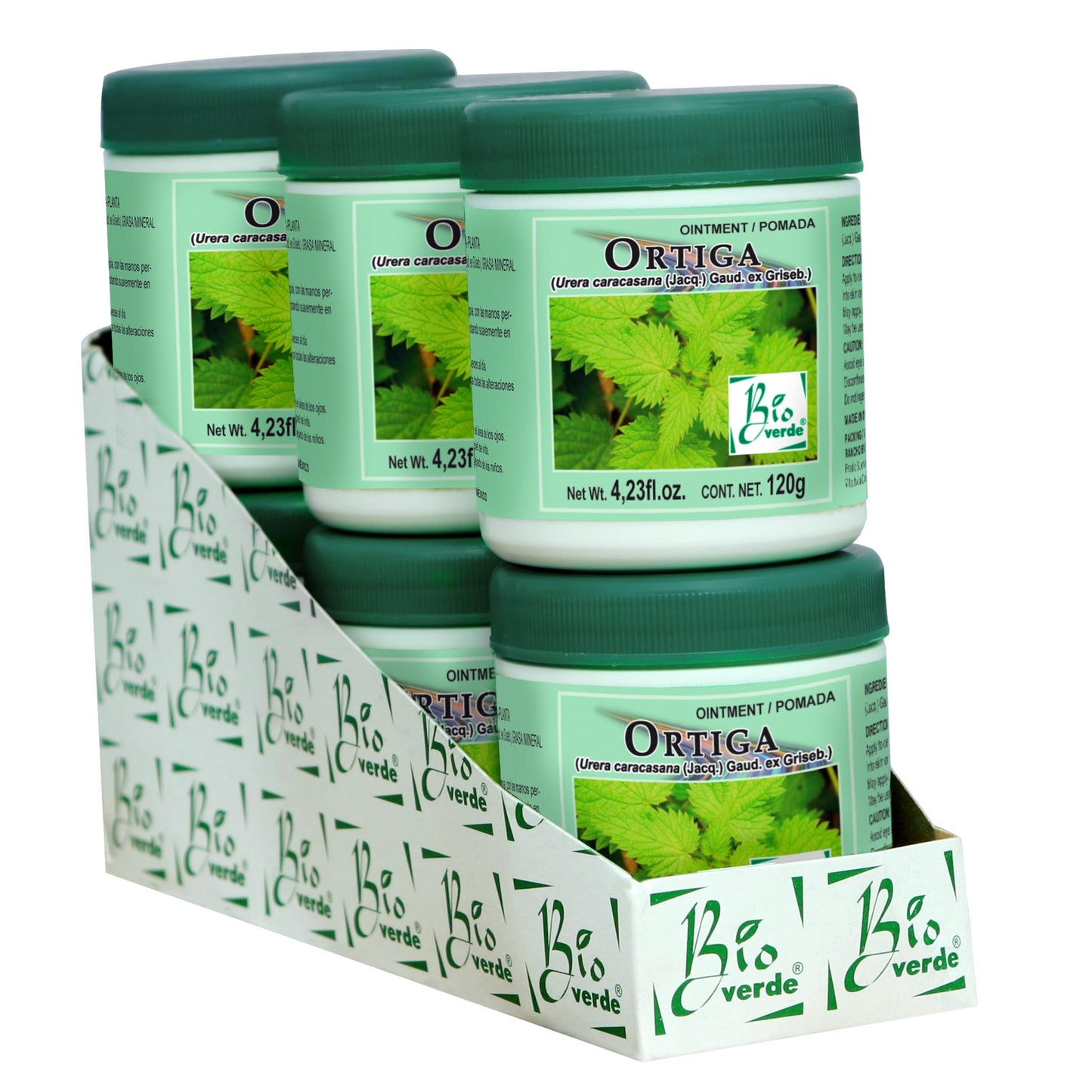 Pomada BIOVERDE ® hojas de ortiga 6 tarros de 120g