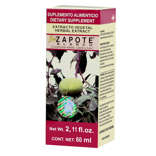 Extracto vegetal BIOZAPOTE BLANCO ® hojas de zapote blanco caja frasco gotero 75ml