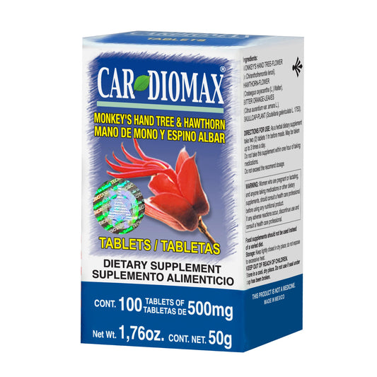Tabletas CARDIOMAX ® mano de mono y espino albar caja frasco 100