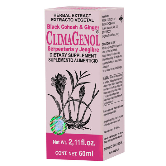 Extracto vegetal CLIMAGENOL ® serpentaria y jengibre caja frasco gotero 60ml