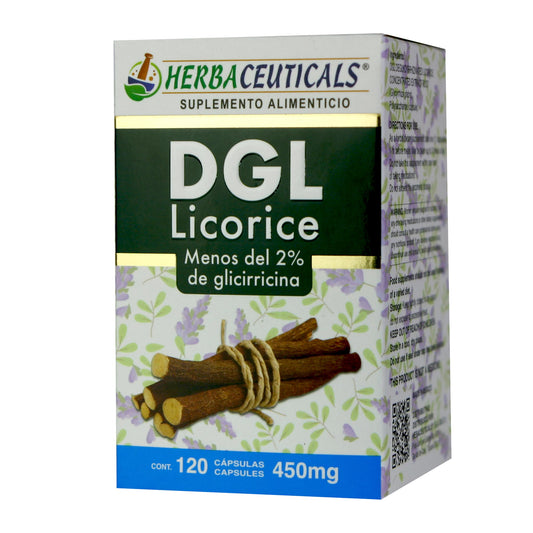 Cápsulas HERBACEUTICALS ® DGL licorice caja frasco 120