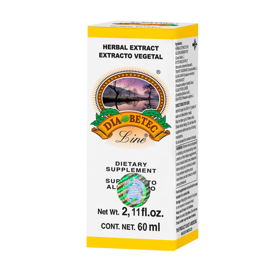 Extracto vegetal DIABETEC LINE ® vainas de caña fistula, guayacán y matarique caja frasco gotero 60ml