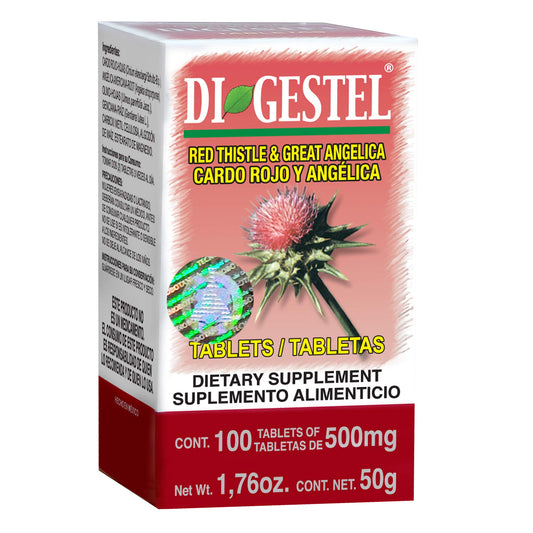 Tabletas DIGESTEL ® cardo rojo y raíz de angélica caja frasco 100