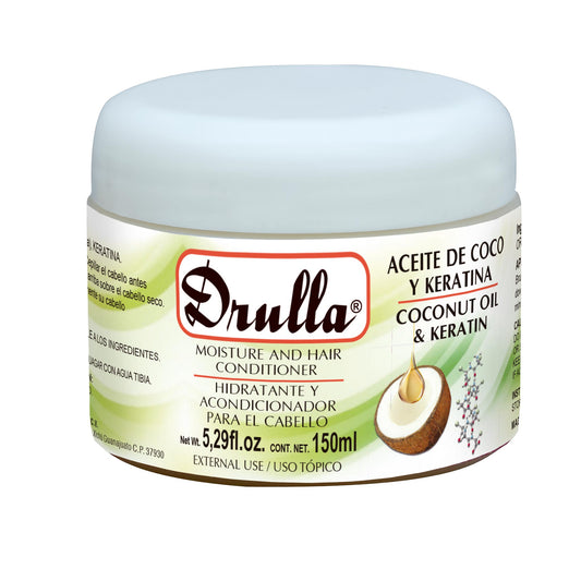 Acondicionador hidratante DRULLA ® aceite de coco y keratina frasco 150ml