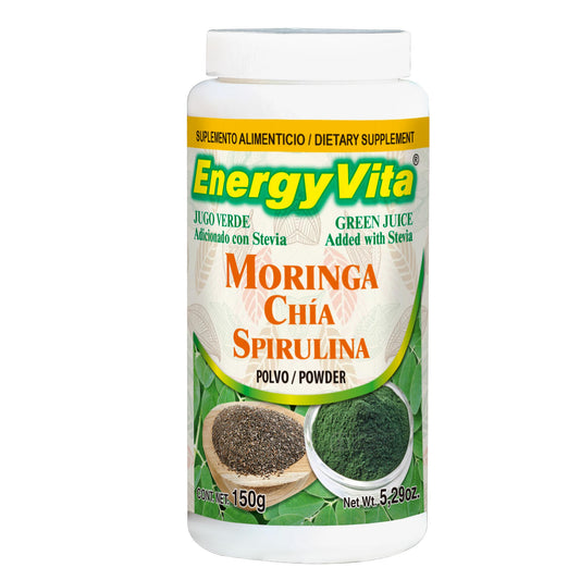 Polvo ENERGYVITA ® moringa, chía y spirulina frasco 150g