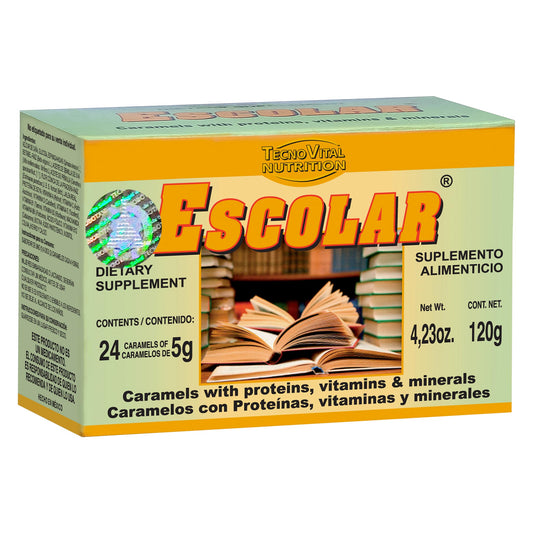 Caramelos ESCOLAR ® proteinas, vitaminas y minerales caja 24pz