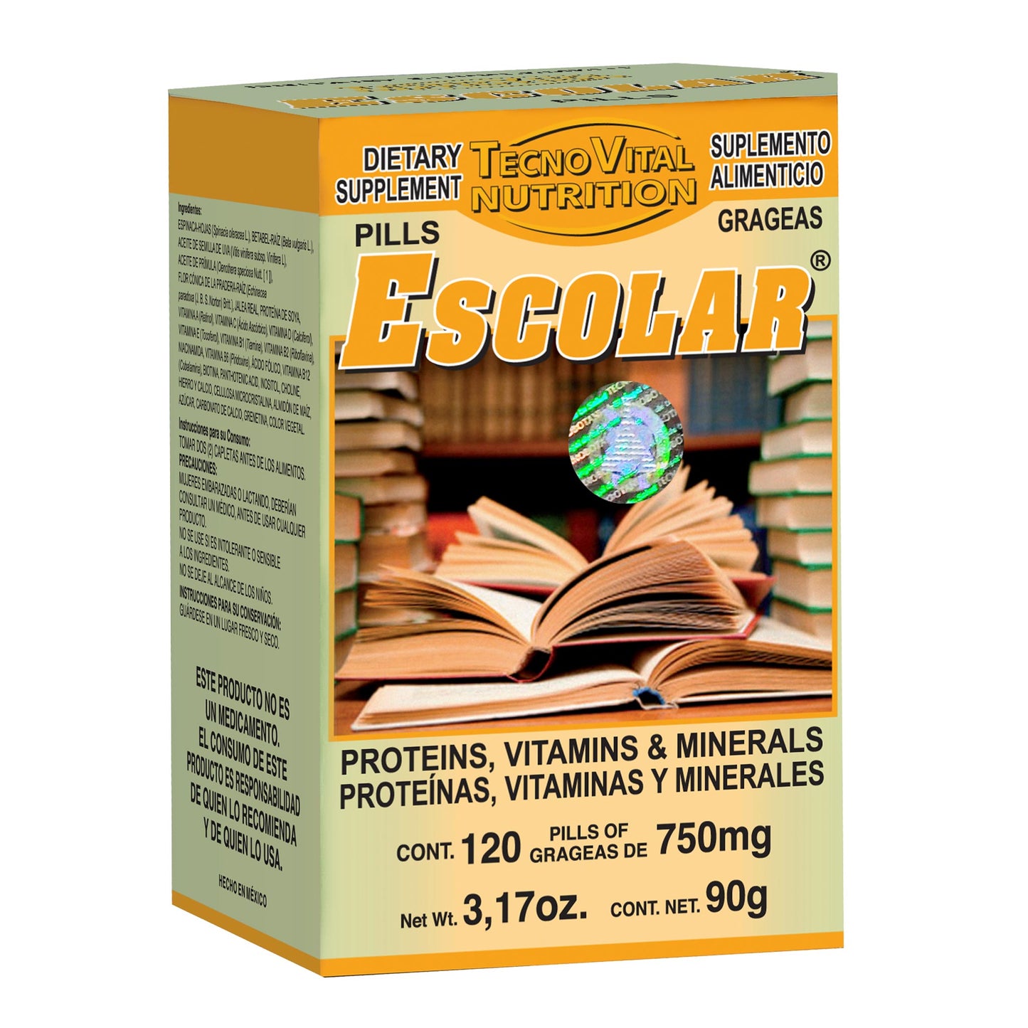 Grageas ESCOLAR ® proteinas, vitaminas y minerales caja frasco 120u