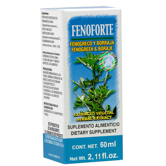 Extracto vegetal FENOFORTE ® fenogreco y borraja caja frasco gotero 60ml