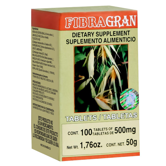 Tabletas FIBRAGRAN ® raíz de tejocote compuesta caja frasco 100
