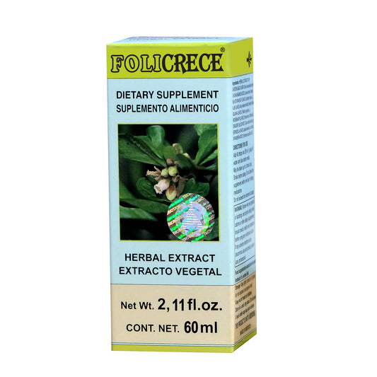 Extracto vegetal FOLICRECE ® cacahuananche compuesto caja frasco gotero 60ml