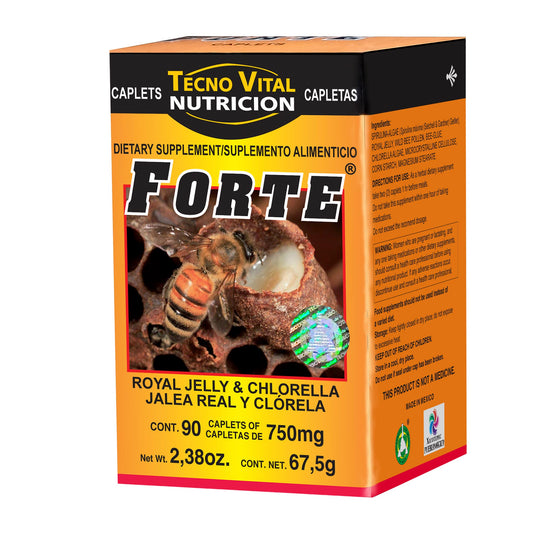 Capletas FORTE ® jalea real y clorela caja frasco 90