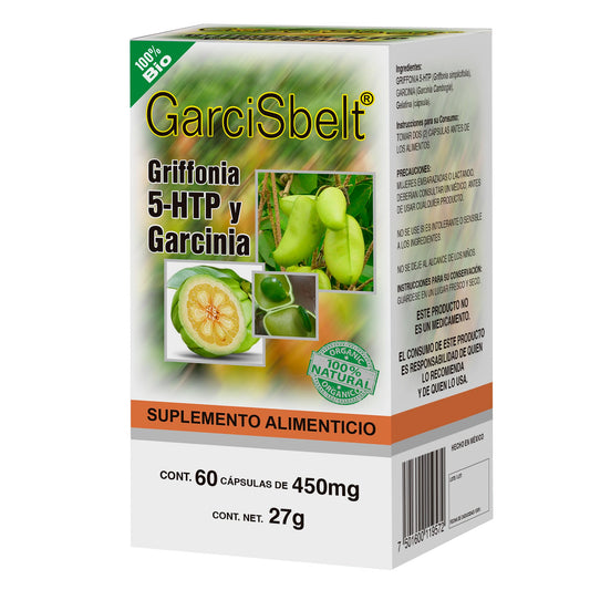 Cápsulas GARCISBELT ® griffonía, 5HTP y garcinia caja frasco 60