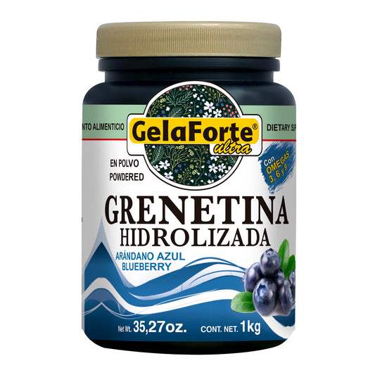 Polvo GELAFORTE ® grenetina hidrolizada blueberry bote 1Kg