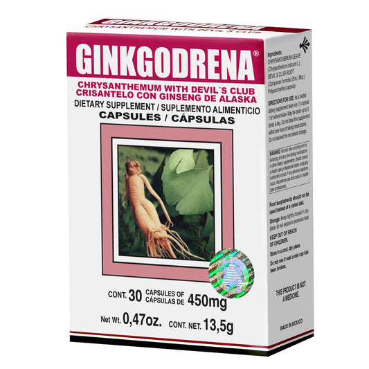 Cápsulas GINKGODRENA ® crisantelo y ginseng de alaska caja blister 30