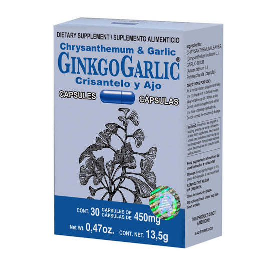 Cápsulas GINKGOGARLIC ® crisantelo con ajo caja blister 30