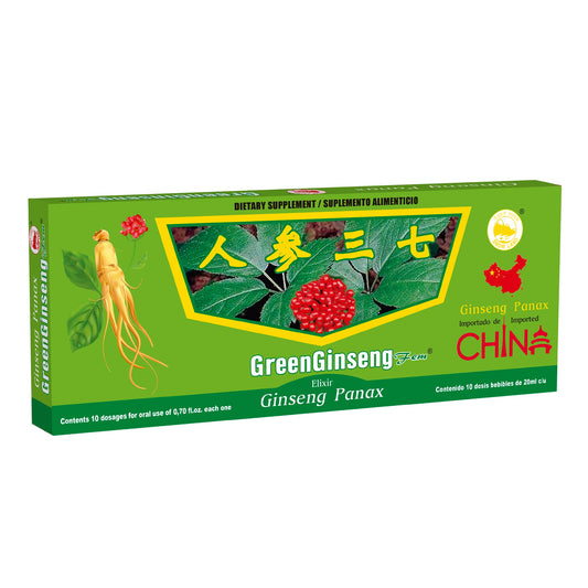 Ampolletas ingeribles GREENGINSENG FEM ® ginseng panax 10 frascos de 20ml