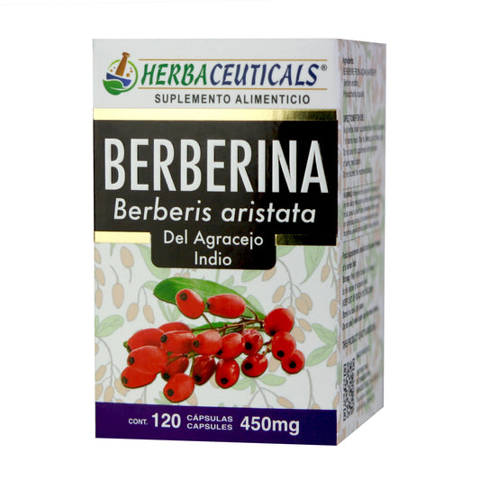 Cápsulas HERBACEUTICALS ® berberina caja frasco 120