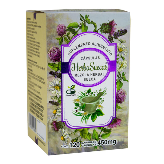 Cápsulas HERBASUECAS ® mezcla herbal sueca caja frasco 120