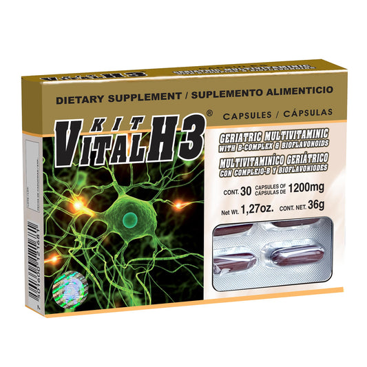 Cápsulas KIT VITAL H-3 ® complejo B con bioflavonoides caja blister 30