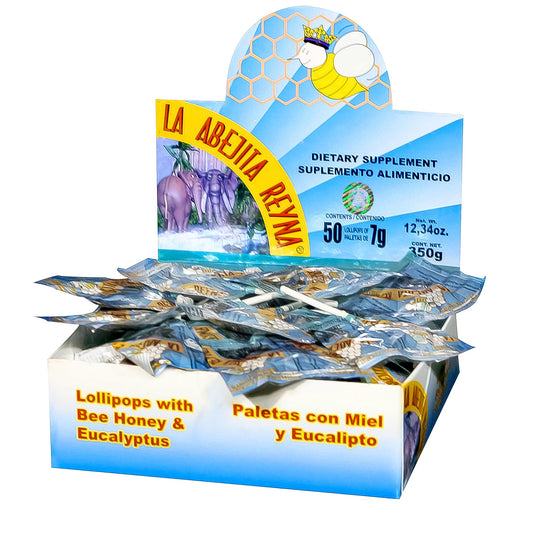 Paletas LA ABEJITA REYNA ® miel  eucalipto caja 50pz