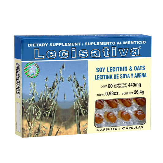 Cápsulas LECISATIVA ® lecitina de soya y avena caja blister 60
