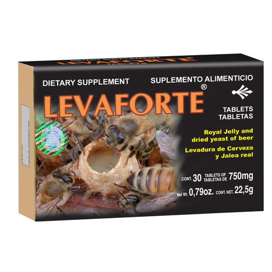 Tabletas LEVAFORTE ® levadura de cerveza y jalea real caja blister 30
