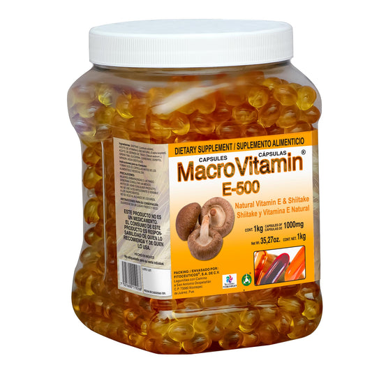 Cápsulas MACROVITAMIN ® shitake y vitamina E500  bote 1kg