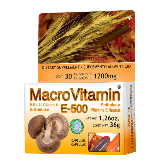Cápsulas MACROVITAMIN ® shitake y vitamina E500 caja blister 30