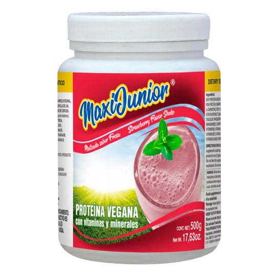 Polvo MAXIJUNIOR ® proteína vegana fresa bote 500g
