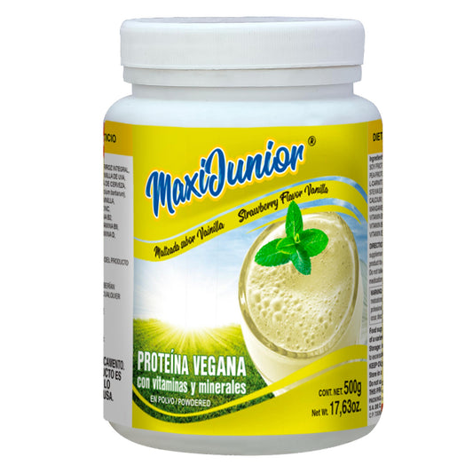 Polvo MAXIJUNIOR ® proteína vegana vainilla bote 500g