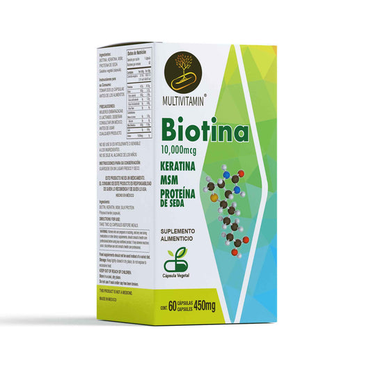 Cápsulas MULTIVITAMIN ® biotina, MSM y proteína seda caja frasco 60