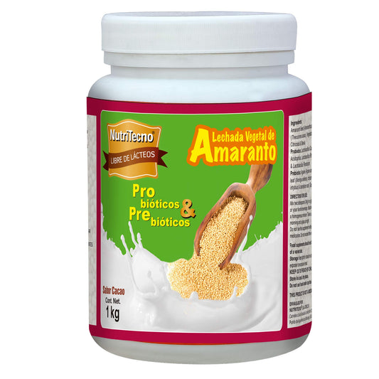 Polvo NUTRATECNO ® lechada vegetal de amaranto  prebióticos y probióticos frasco de 1Kg