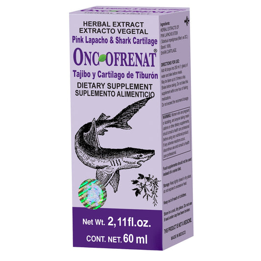 Extracto vegetal ONCOFRENAT ® tajibo y cartílago de tiburón caja frasco gotero 60ml