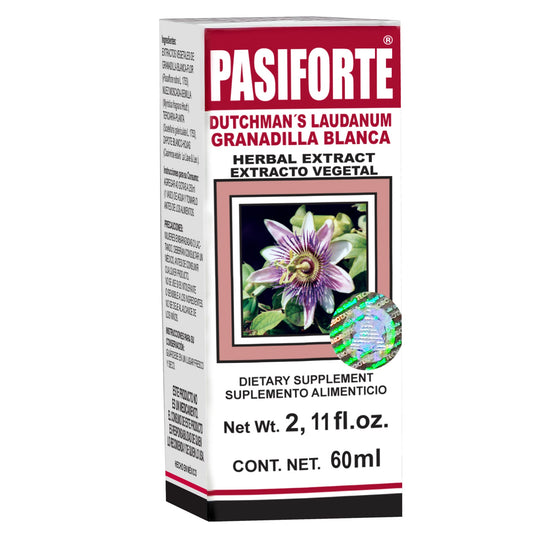 Extracto vegetal PASIFORTE ® granadilla blanca caja frasco gotero 60ml