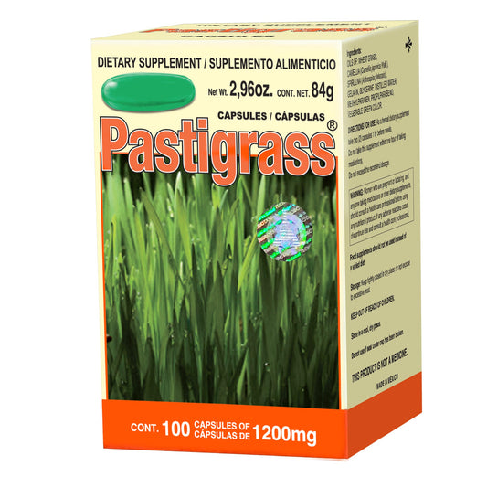 Cápsulas PASTIGRASS ® pasto de trigo caja frasco 100