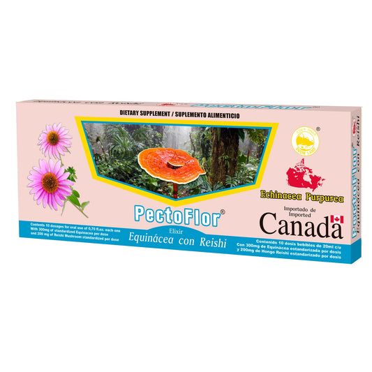 Ampolletas ingeribles PECTOFLOR ® equinácea y reishi 10 frascos  de 20ml