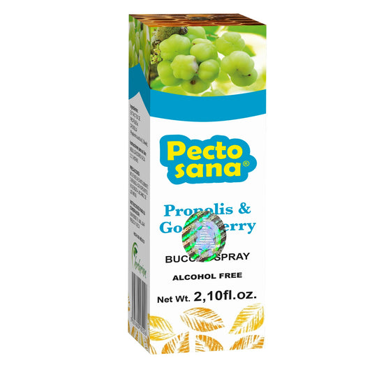 Spray bucal PECTOSANA ® propóleo con grosella caja frasco aspersor 60ml