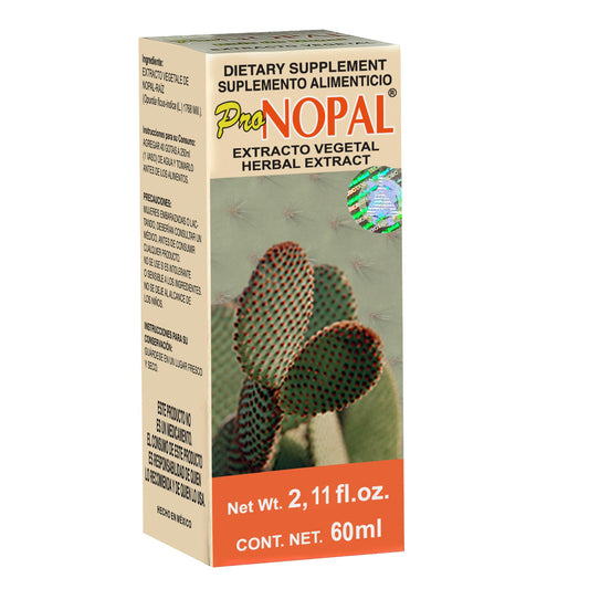 Extracto vegetal PRONOPAL ® raíz de nopal caja frasco gotero 60ml
