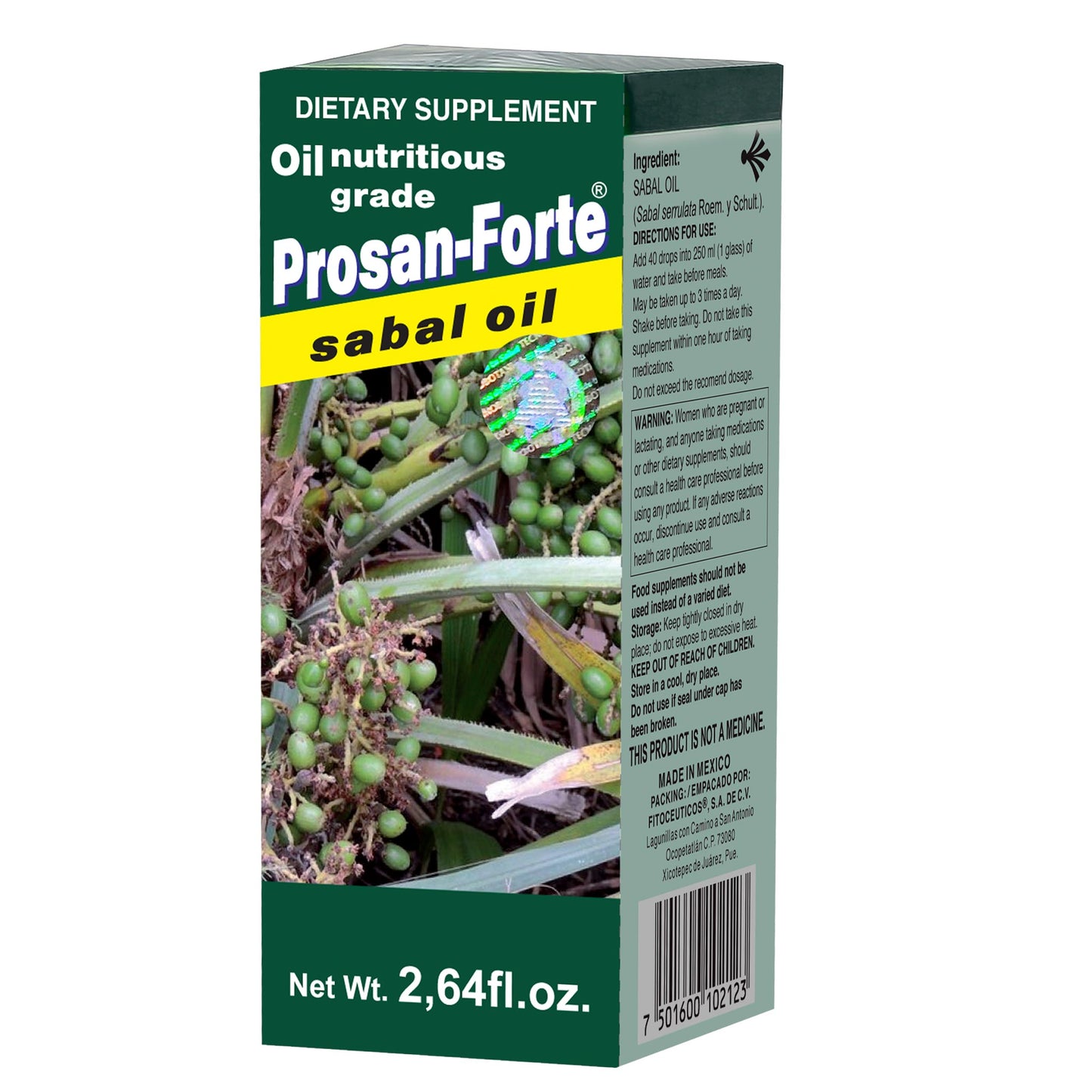 Aceite alimenticio PROSANFORTE ® aceite de sabal frasco de 75ml