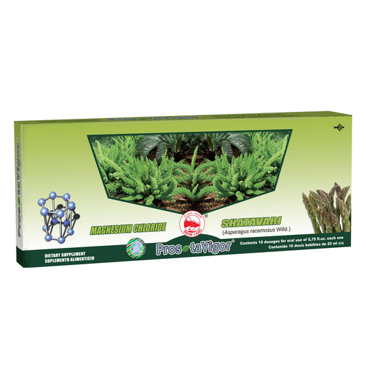 Ampolletas ingeribles PROSTAVIGOR ® cloruro magnesio y shatavari 10 frascos de 20ml